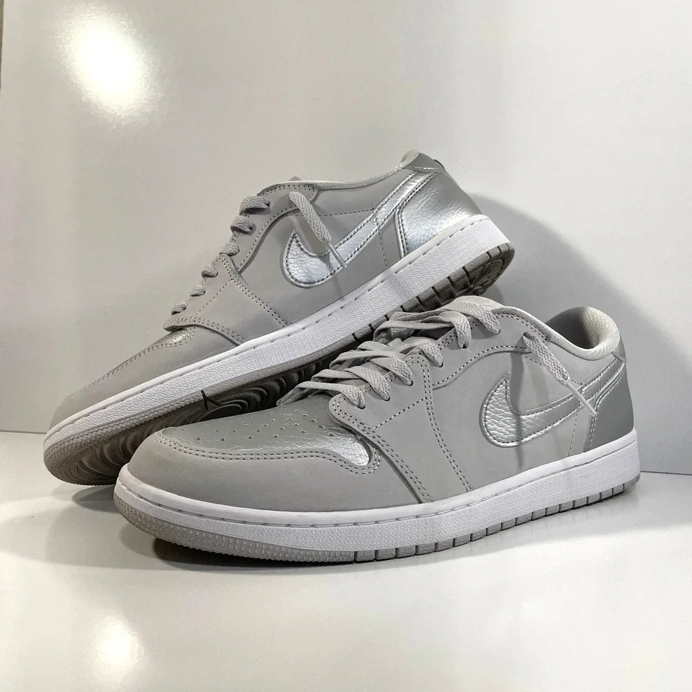 Nike Mens Size 12.5 Air Jordan 1 Retro OG Low Metallic Silver Grey CZ0790-002